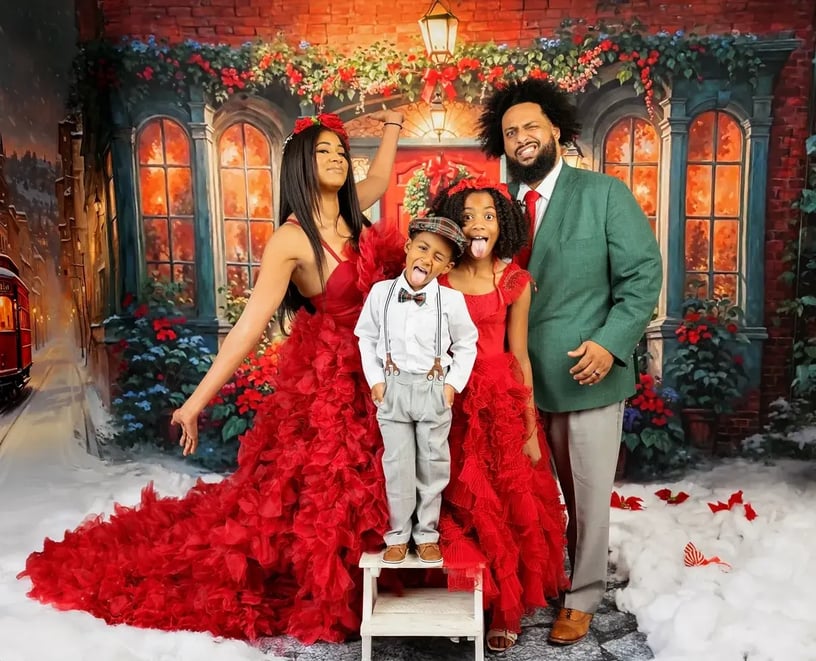 The McDade family — Charles, Dr. Allison McDade, son and daughter — at Christmas