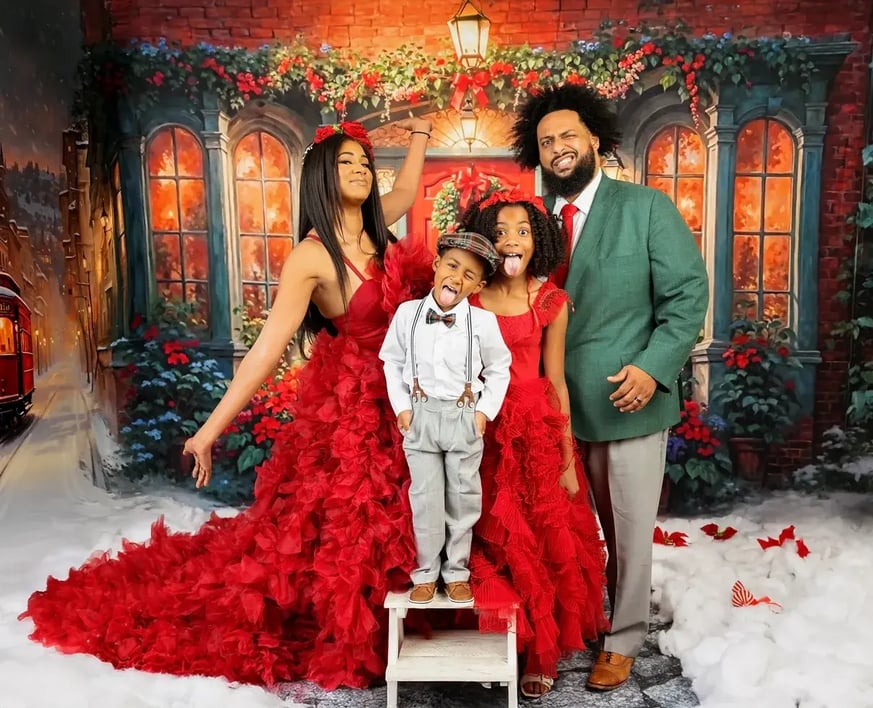The McDade family — Charles, Dr. Allison McDade, son and daughter — at Christmas