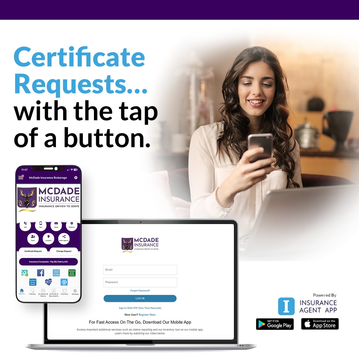 McDade Insurance certificate of insurance mobile app