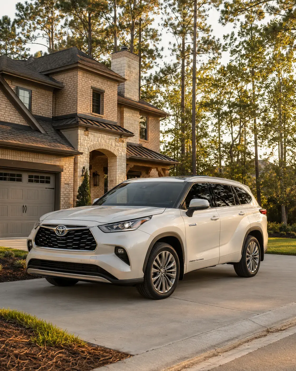Household vehicle at a Humble Texas suburban home at golden hour, suggesting the east Harris county household profile near Lake Houston